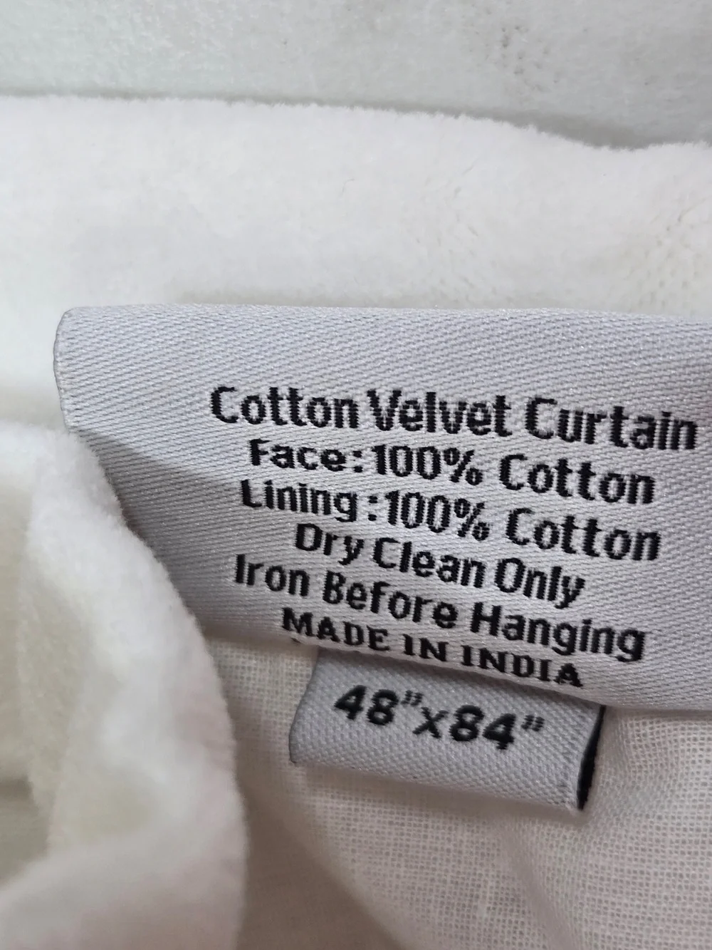 QUINCE Set Of 2 48x84 Cotton Velvet Curtains Ivory 9746
